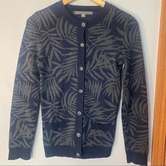 PROENZA SCHOULER for Target Gray Navy Blue Cardigan cotton cashmere Sweater top - Picture 1 of 10